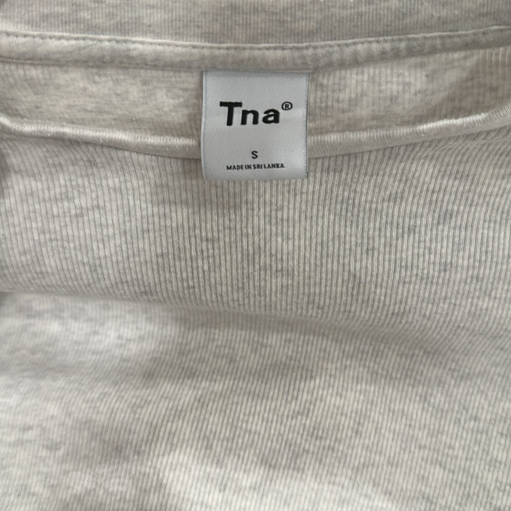 TNA light grey white Fitted ribbed long sleeve crop top - Picture 4 of 6